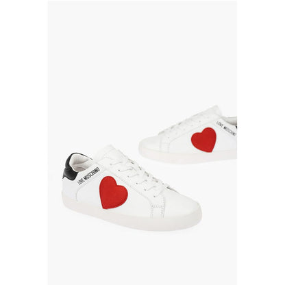 LOVE leather low top sneakers with velvet heart and Contrast