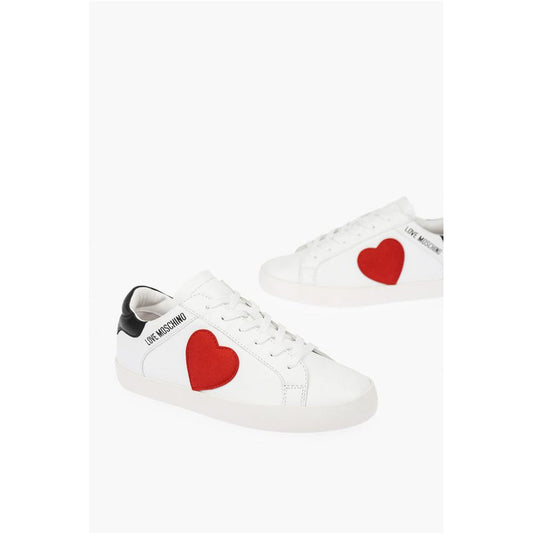 LOVE leather low top sneakers with velvet heart and Contrast