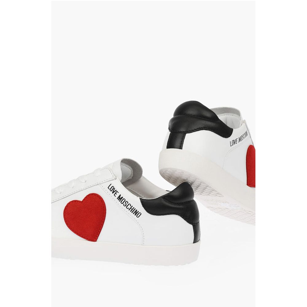 LOVE leather low top sneakers with velvet heart and Contrast