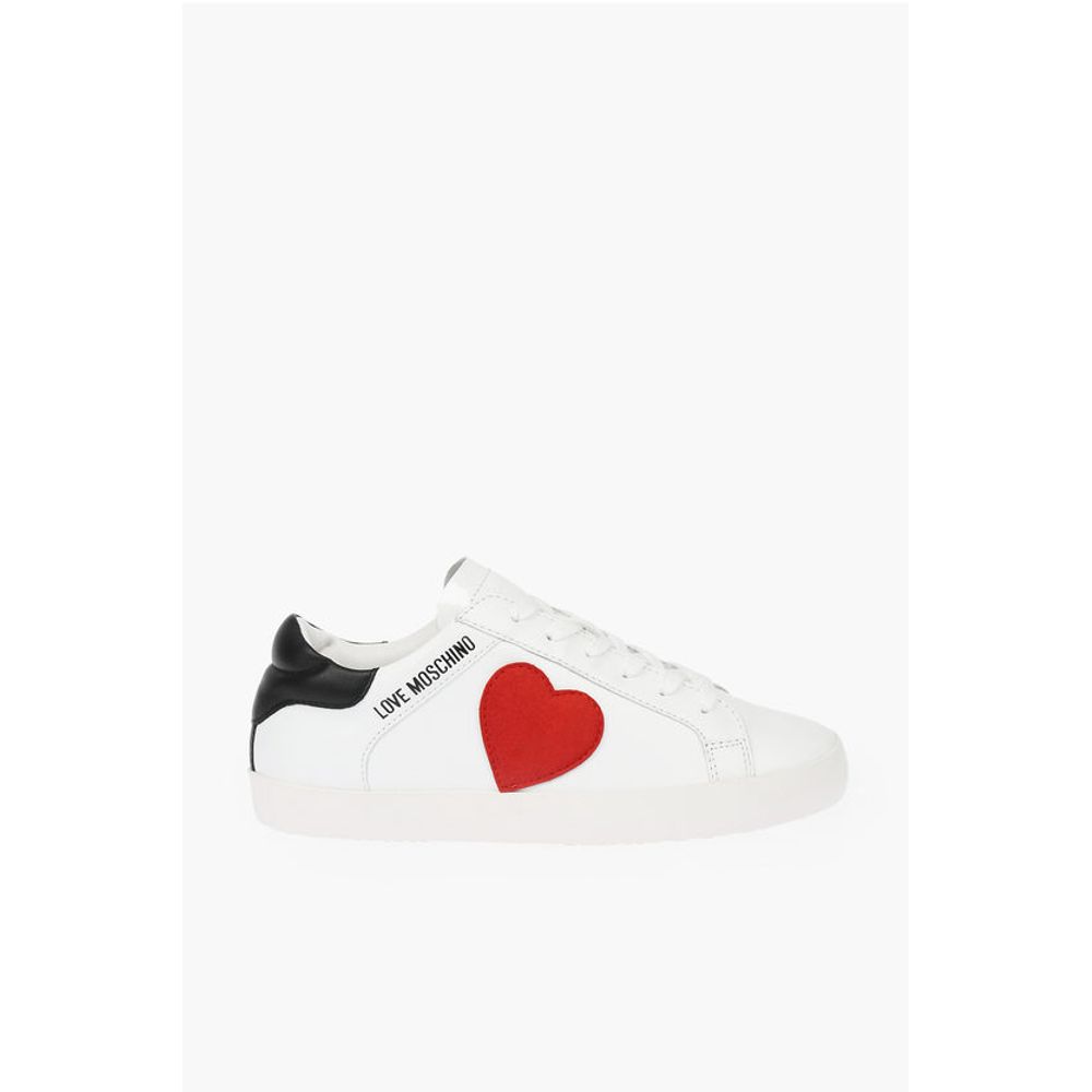 LOVE leather low top sneakers with velvet heart and Contrast