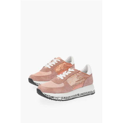 LOVE suede leather and sequined sneakers with all over logo