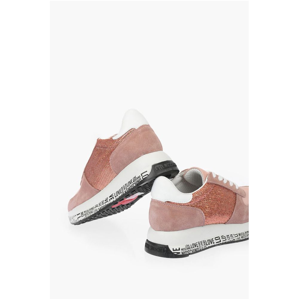 LOVE suede leather and sequined sneakers with all over logo