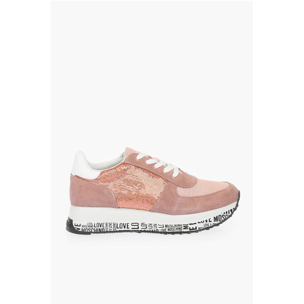 LOVE suede leather and sequined sneakers with all over logo