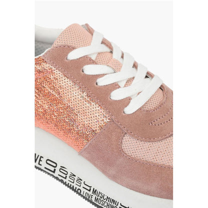 LOVE suede leather and sequined sneakers with all over logo