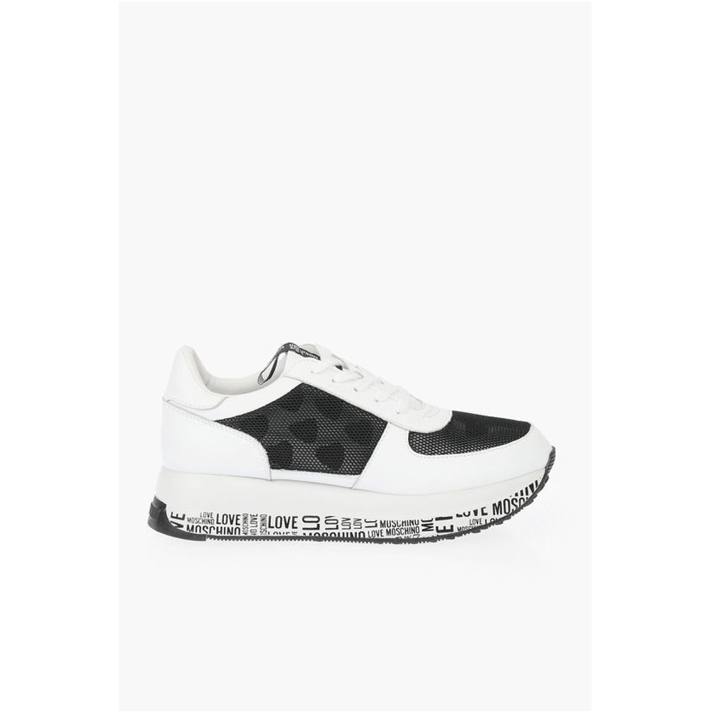 LOVE leather sneakers with mesh details and all over logo so