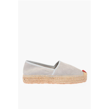LOVE Suede Split Leather Platform Espadrilles with Embroider