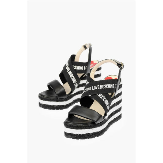 LOVE Leather Wedge Sandals with Logo 12cm