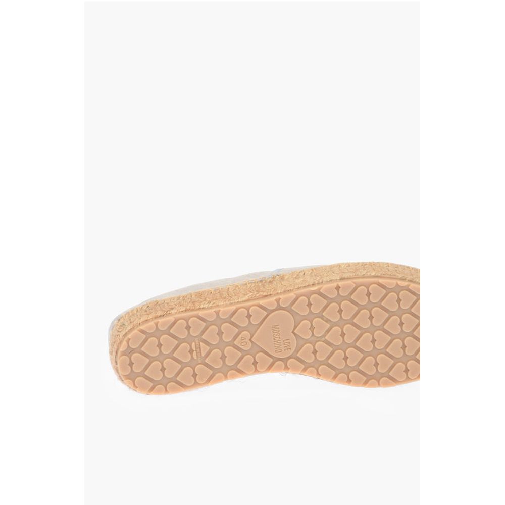 LOVE Suede Split Leather Platform Espadrilles with Embroider