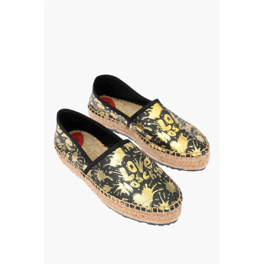 LOVE Leather SPLASH Platform Espadrilles with Logo 4 cm