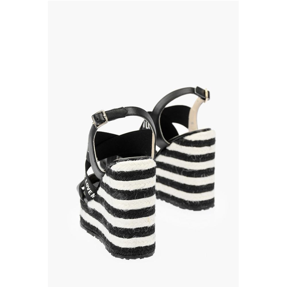 LOVE Leather Wedge Sandals with Logo 12cm