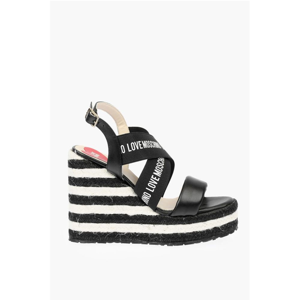 LOVE Leather Wedge Sandals with Logo 12cm