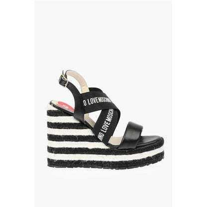 LOVE Leather Wedge Sandals with Logo 12cm