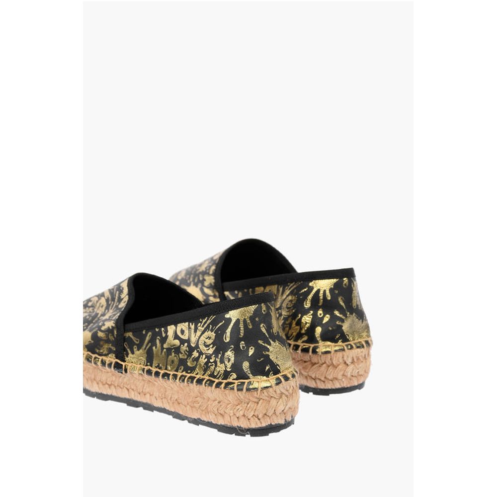 LOVE Leather SPLASH Platform Espadrilles with Logo 4 cm