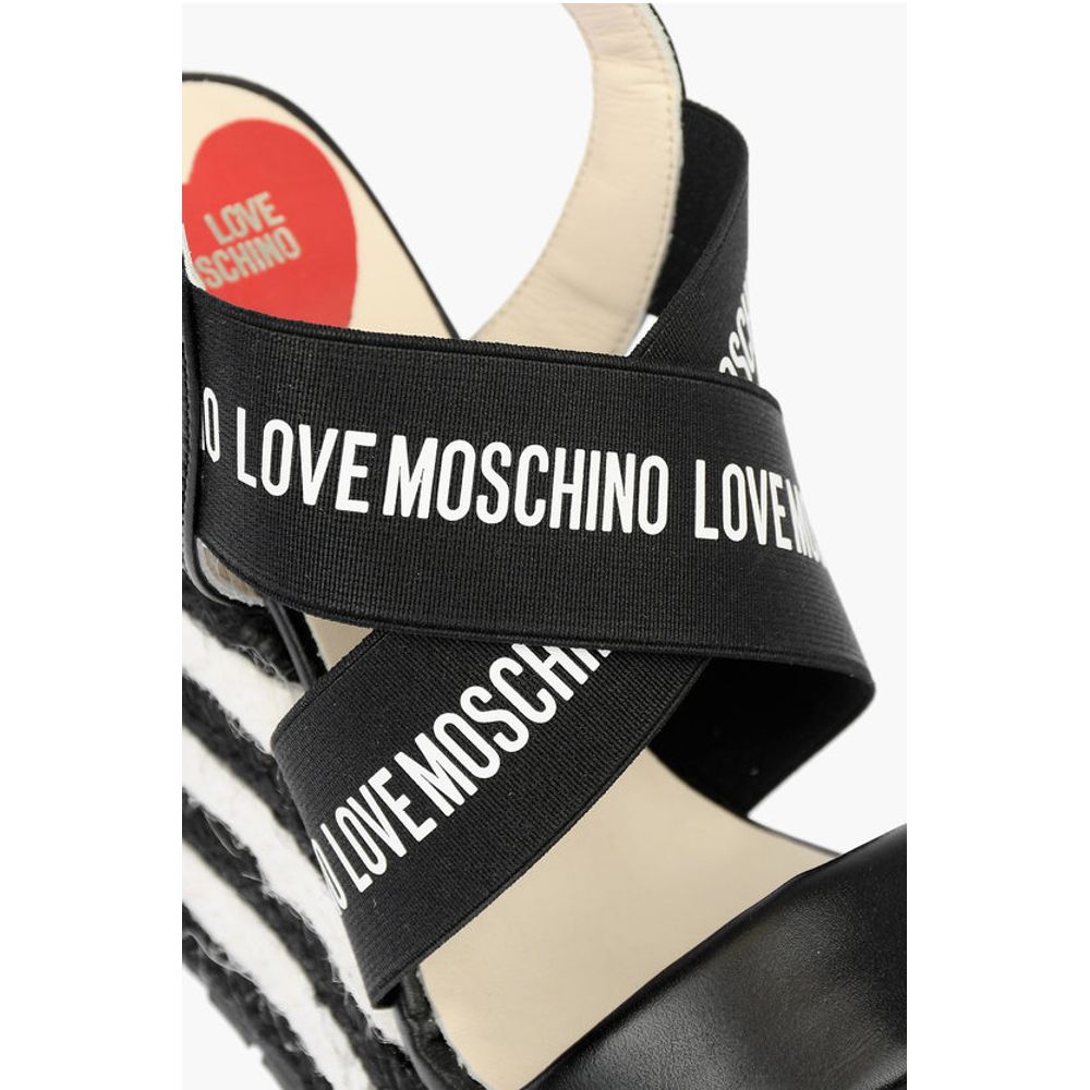 LOVE Leather Wedge Sandals with Logo 12cm