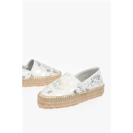 LOVE Leather SPLASH Platform Espadrilles with Logo 4 cm