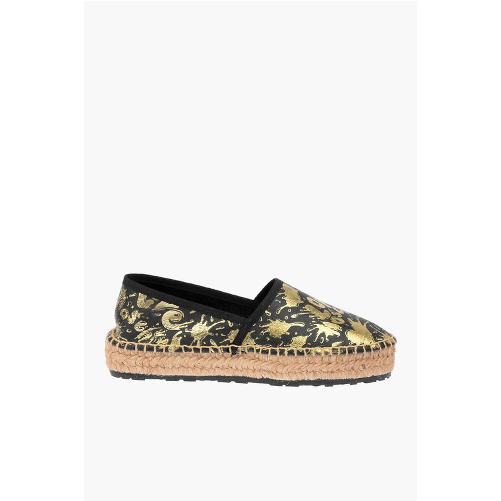 LOVE Leather SPLASH Platform Espadrilles with Logo 4 cm