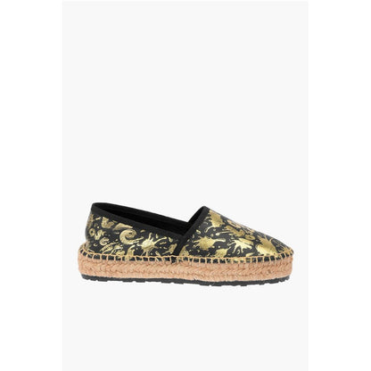 LOVE Leather SPLASH Platform Espadrilles with Logo 4 cm