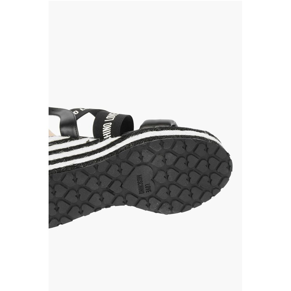 LOVE Leather Wedge Sandals with Logo 12cm