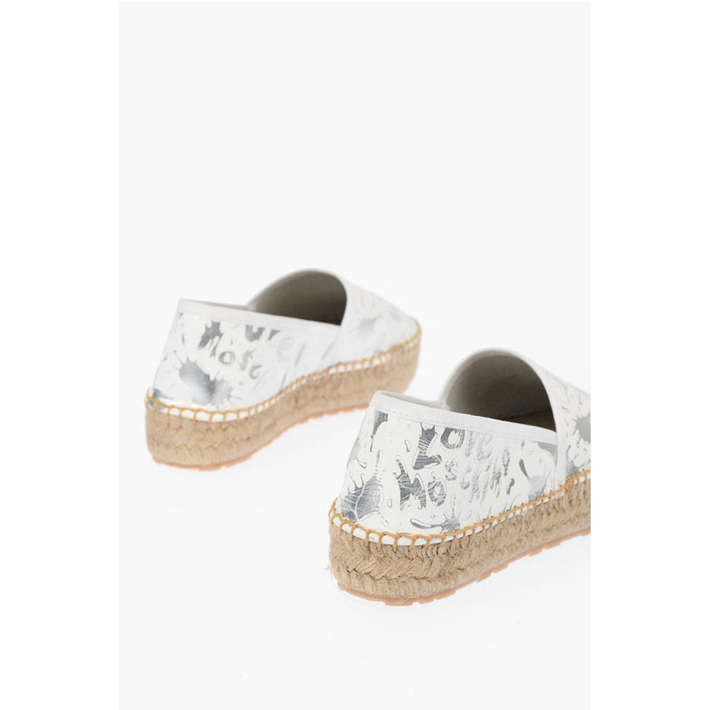 LOVE Leather SPLASH Platform Espadrilles with Logo 4 cm