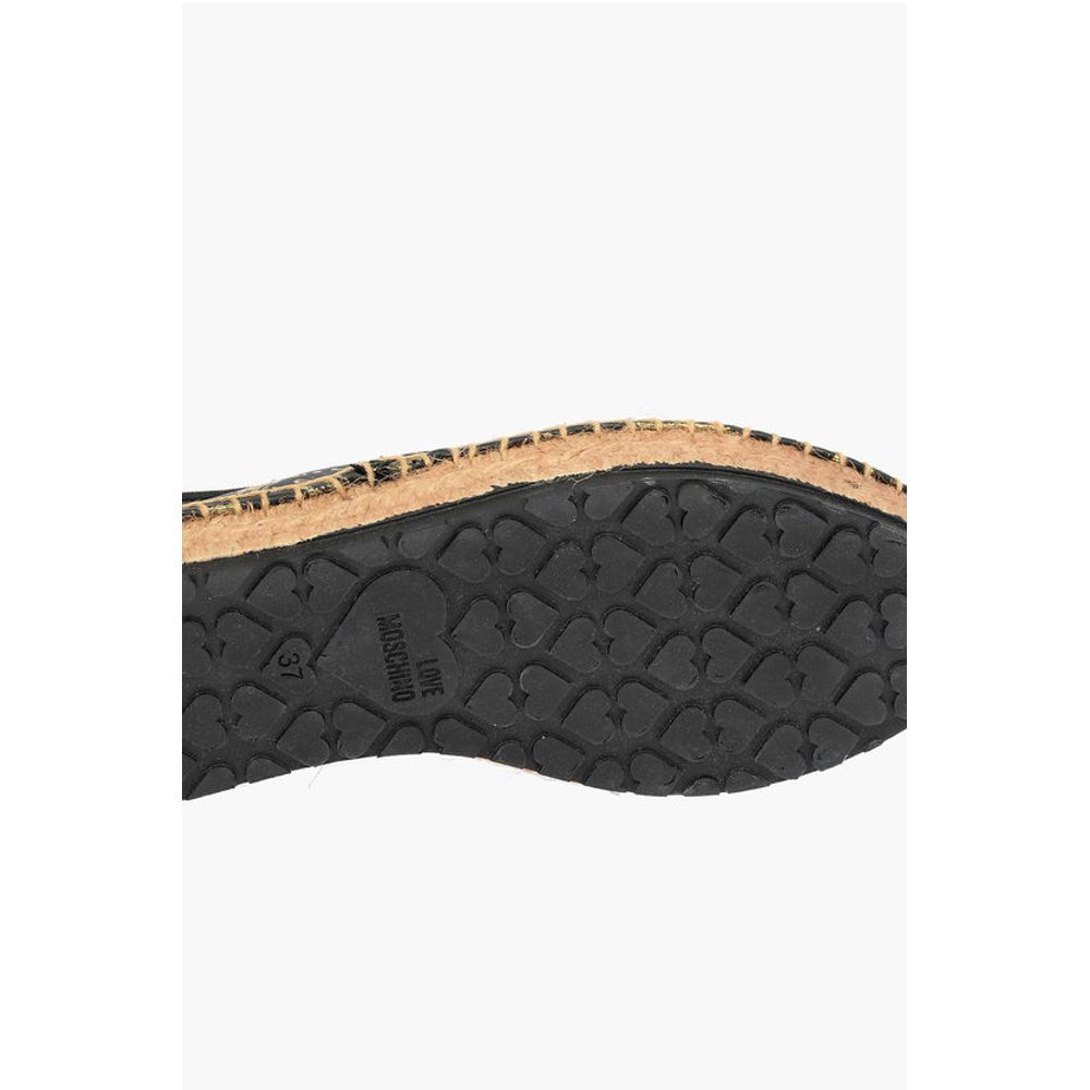 LOVE Leather SPLASH Platform Espadrilles with Logo 4 cm