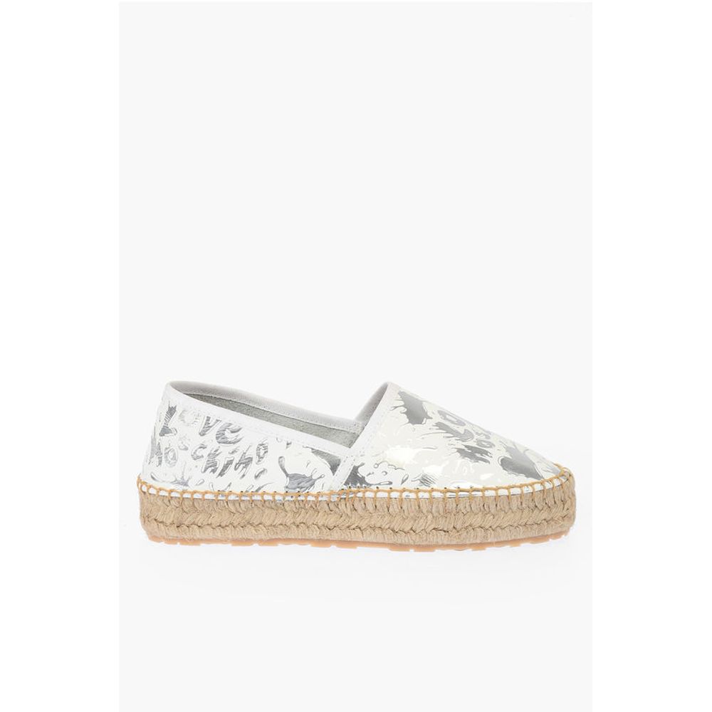 LOVE Leather SPLASH Platform Espadrilles with Logo 4 cm