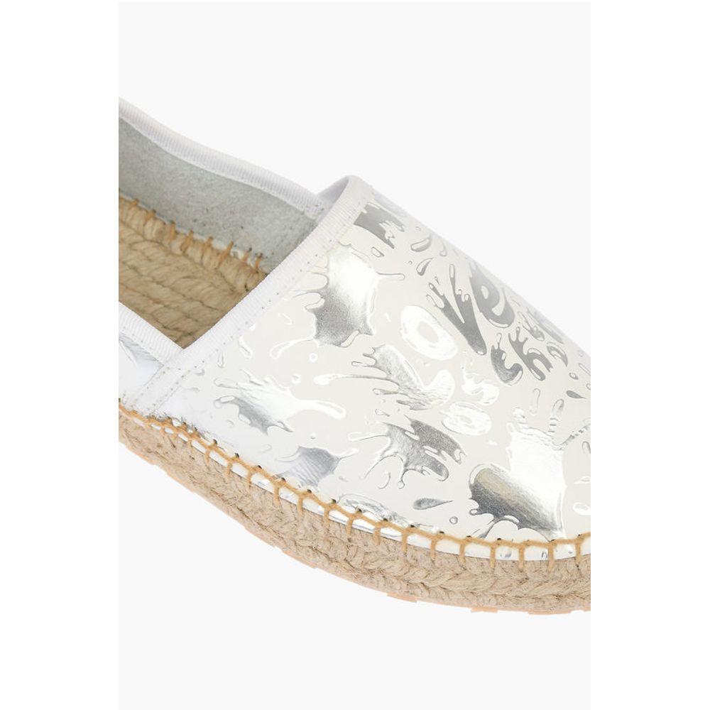 LOVE Leather SPLASH Platform Espadrilles with Logo 4 cm