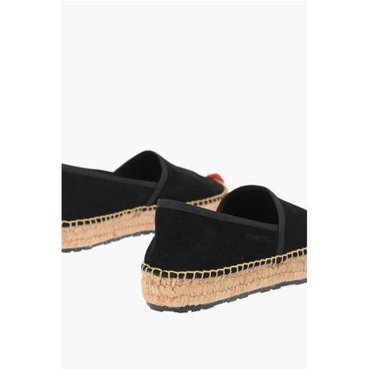 LOVE Suede Split Leather Platform Espadrilles with Heart Emd