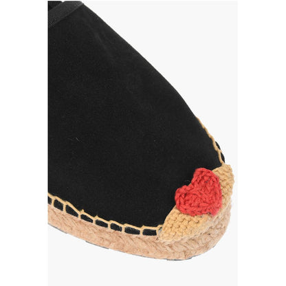 LOVE Suede Split Leather Platform Espadrilles with Heart Emd