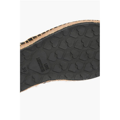LOVE Suede Split Leather Platform Espadrilles with Heart Emd