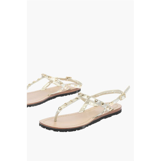 LOVE Laminated Leather Thong Sandals CAPRI with Studs