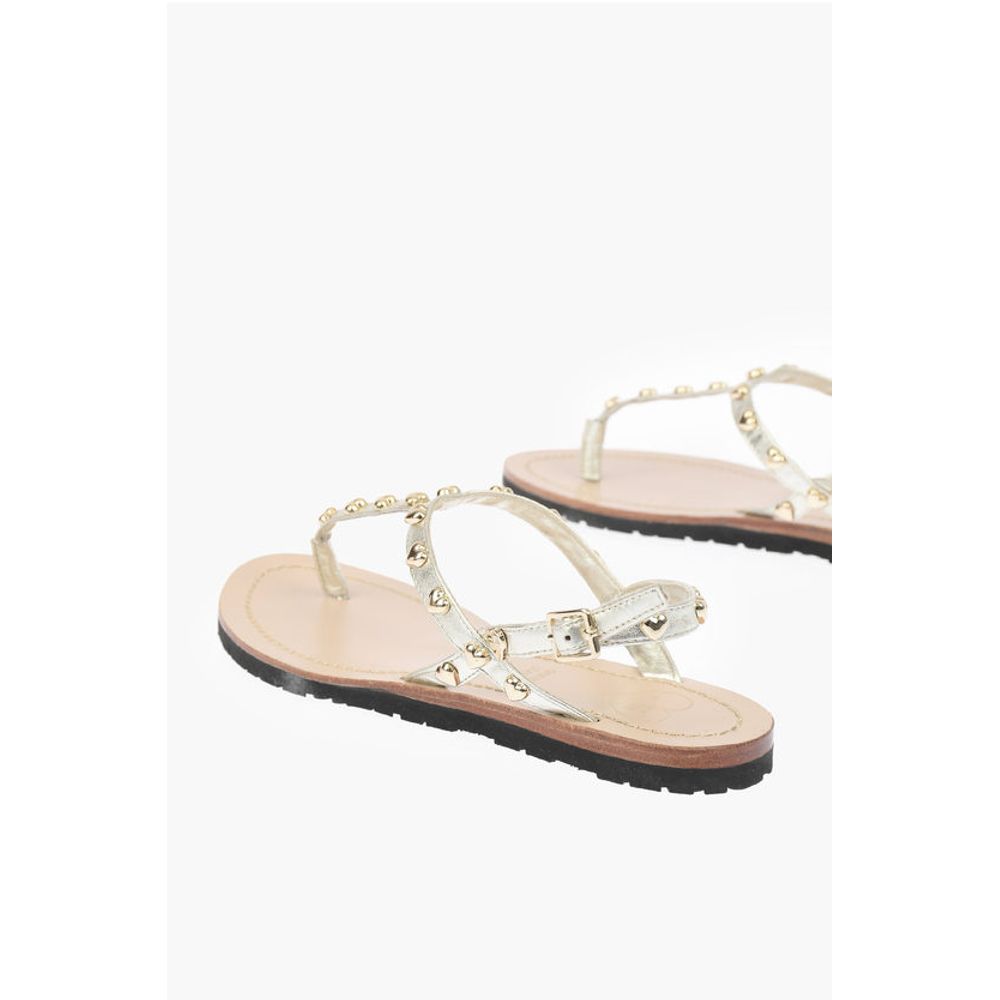 LOVE Laminated Leather Thong Sandals CAPRI with Studs