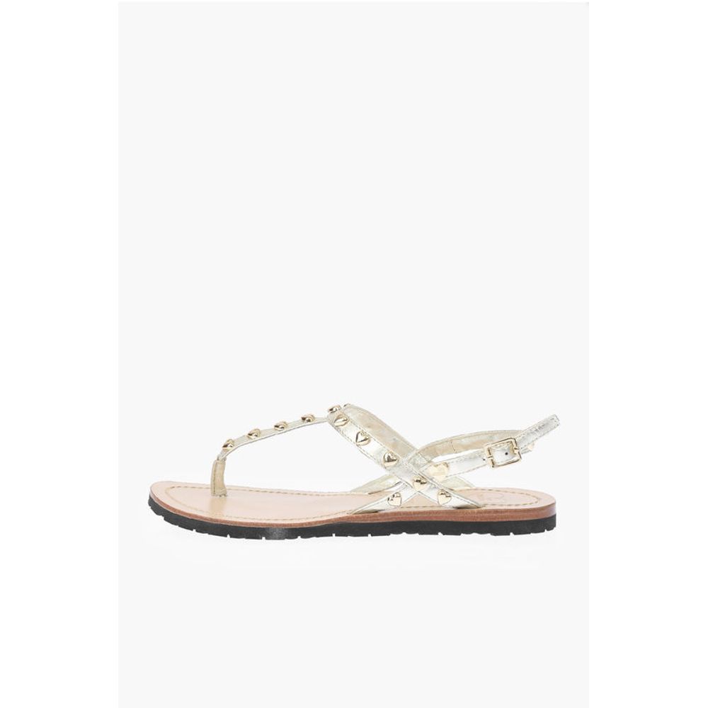 LOVE Laminated Leather Thong Sandals CAPRI with Studs