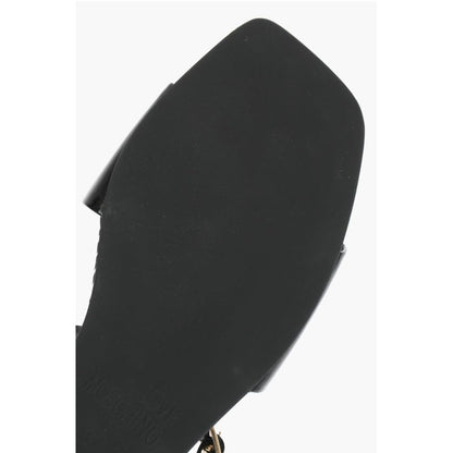LOVE Patent Leather Flat Sandals with Logoed Jewel Detail