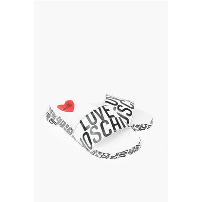 LOVE logo printed faux leather slides