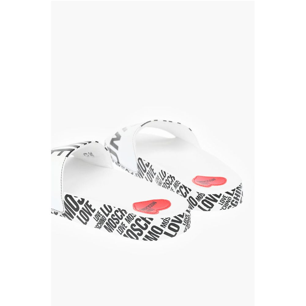 LOVE logo printed faux leather slides