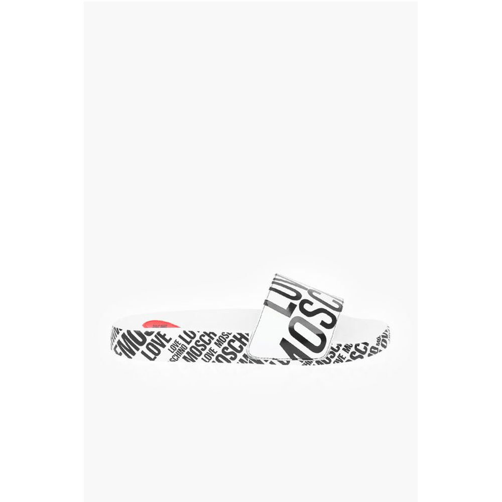 LOVE logo printed faux leather slides