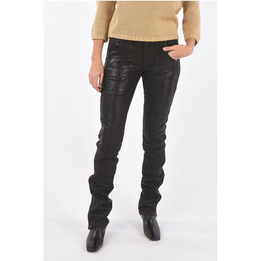 BLACK GOLD Coated Wool PERKUNO Biker Pants with Ankle Zip