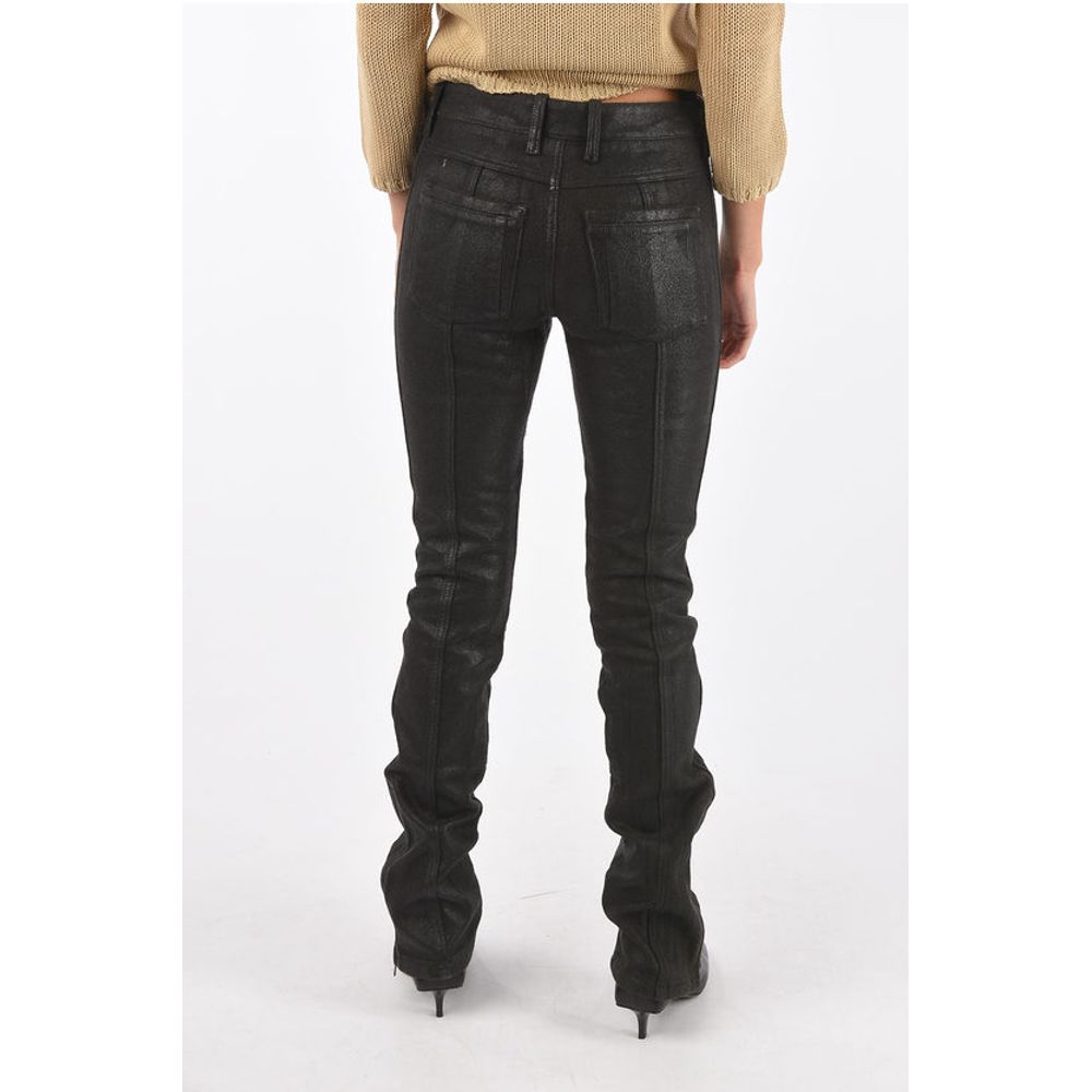 BLACK GOLD Coated Wool PERKUNO Biker Pants with Ankle Zip