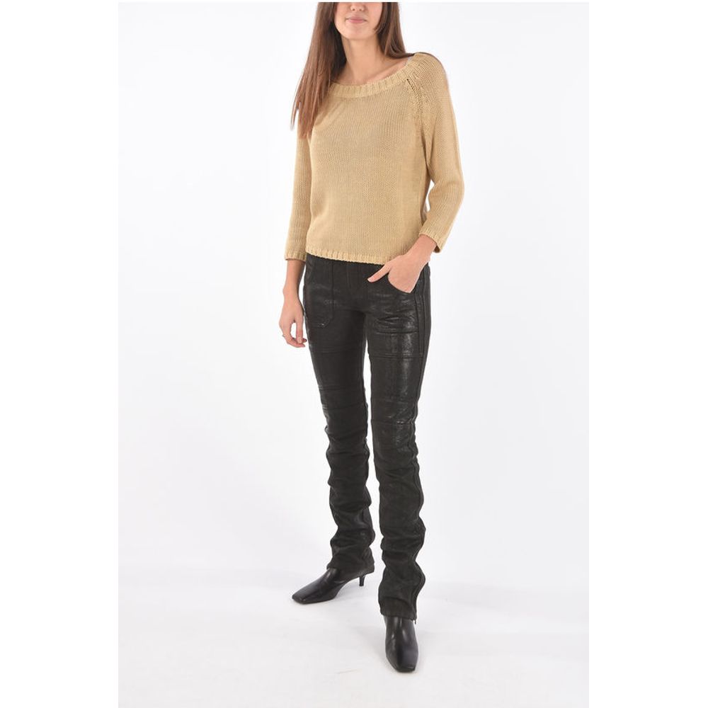 BLACK GOLD Coated Wool PERKUNO Biker Pants with Ankle Zip