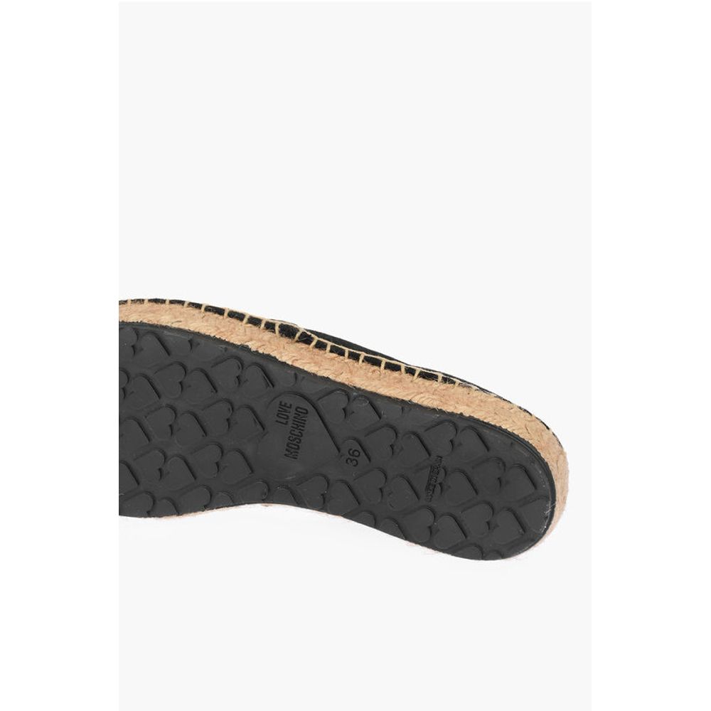 LOVE Suede Split Leather Platform Espadrilles with Strass Lo