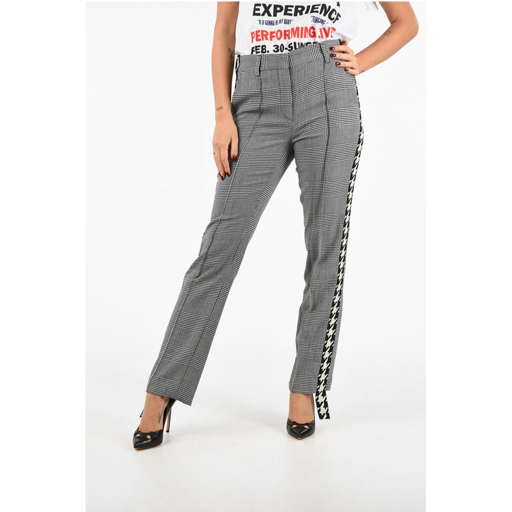 Virgin Wool Pied de Poule Print Trousers