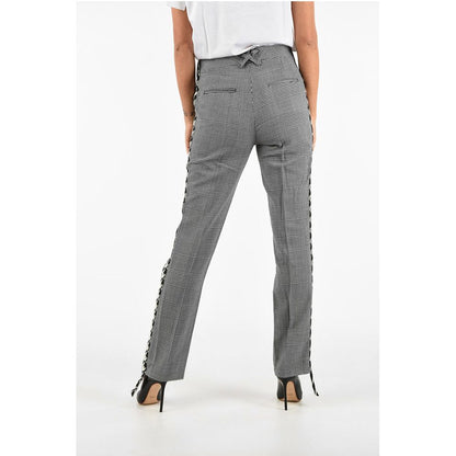 Virgin Wool Pied de Poule Print Trousers