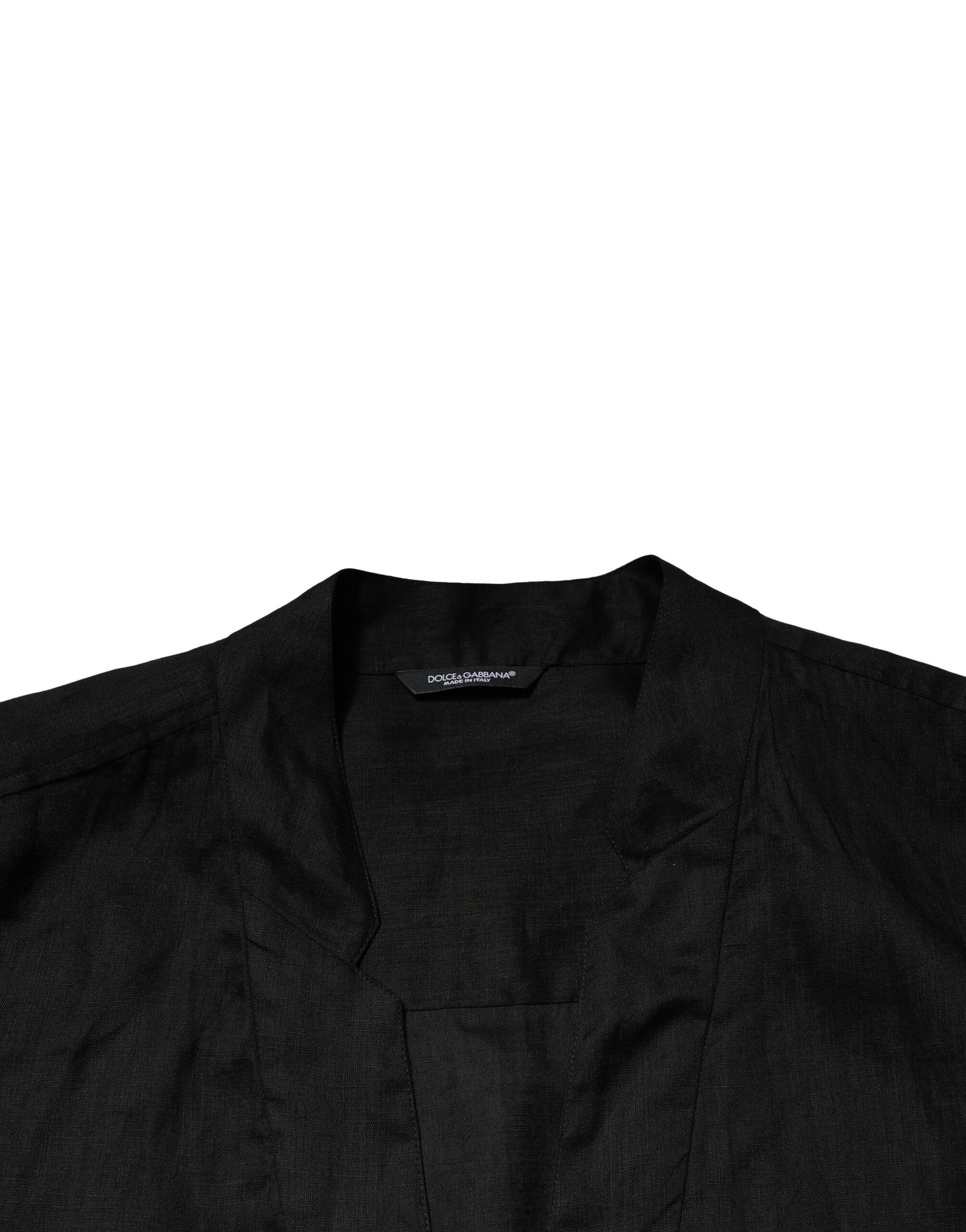 Black Linen Long Sleeves Men Casual Shirt