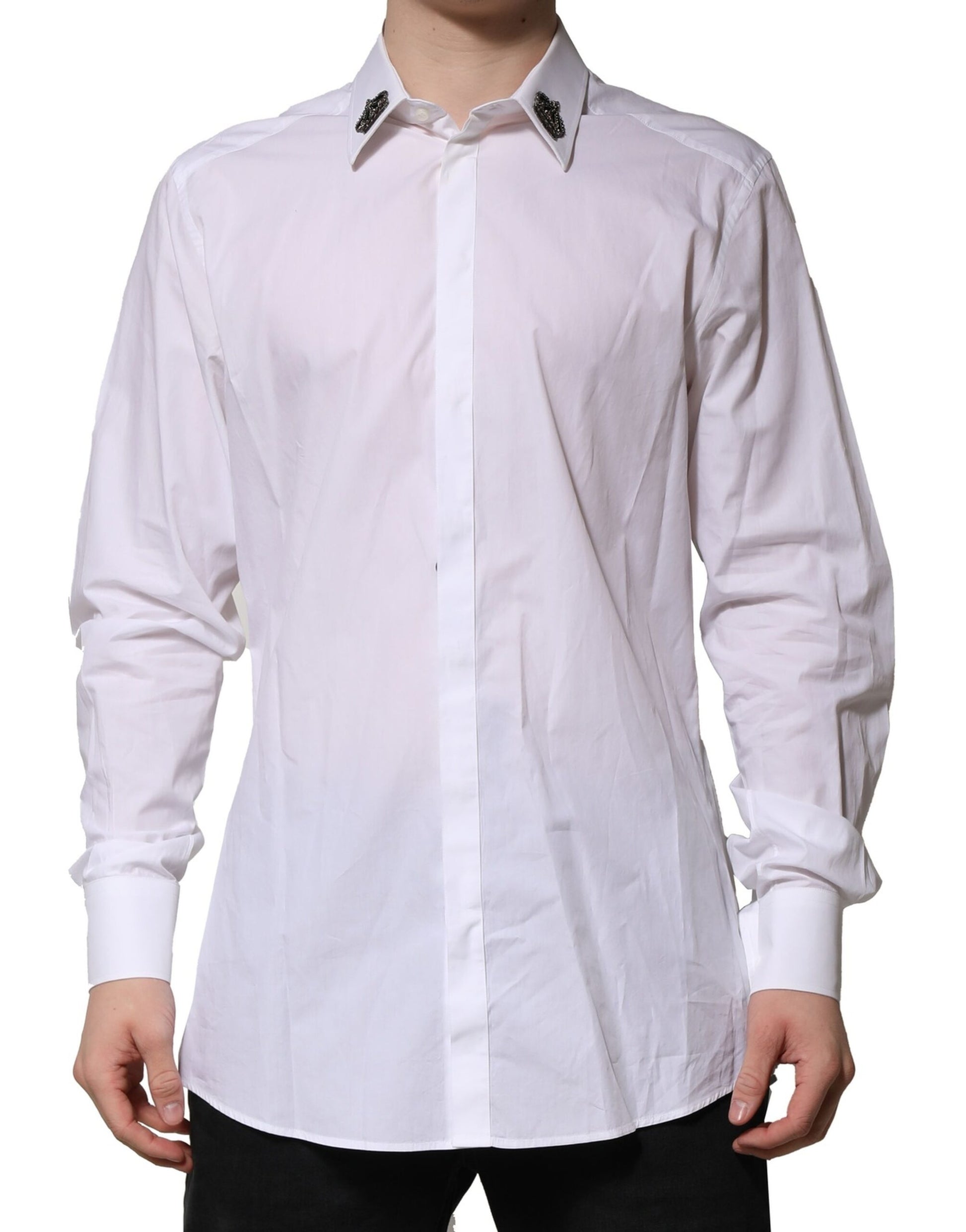White GOLD Cotton Crown Dress Formal Shirt