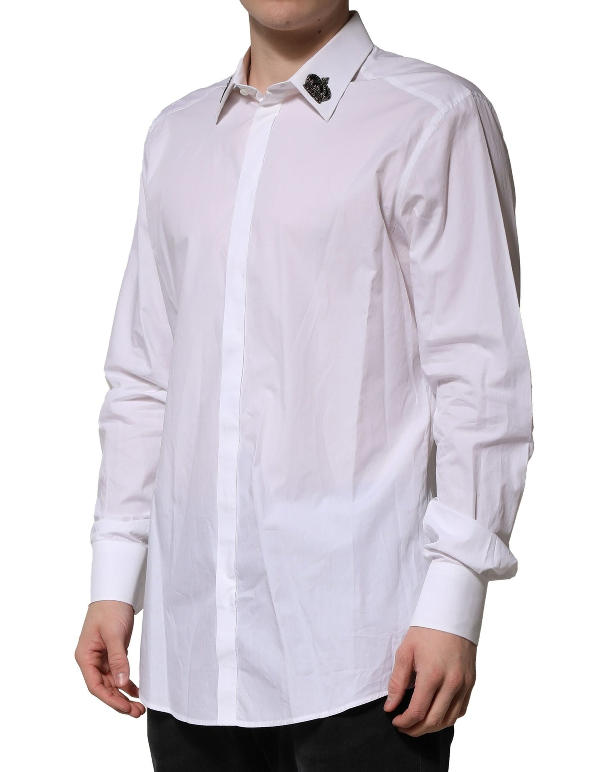 White GOLD Cotton Crown Dress Formal Shirt