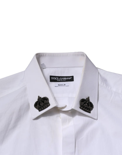 White GOLD Cotton Crown Dress Formal Shirt