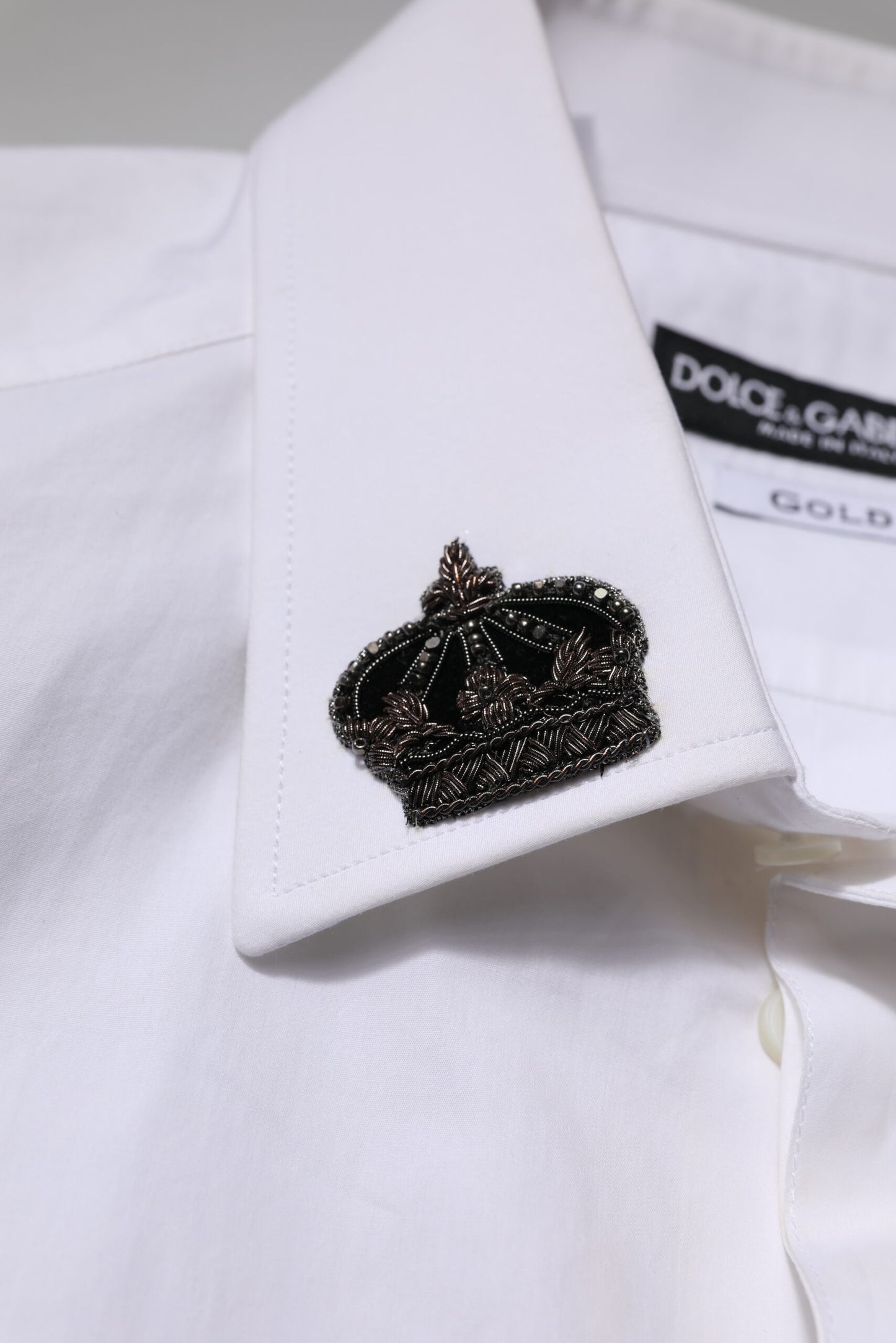 White GOLD Cotton Crown Dress Formal Shirt