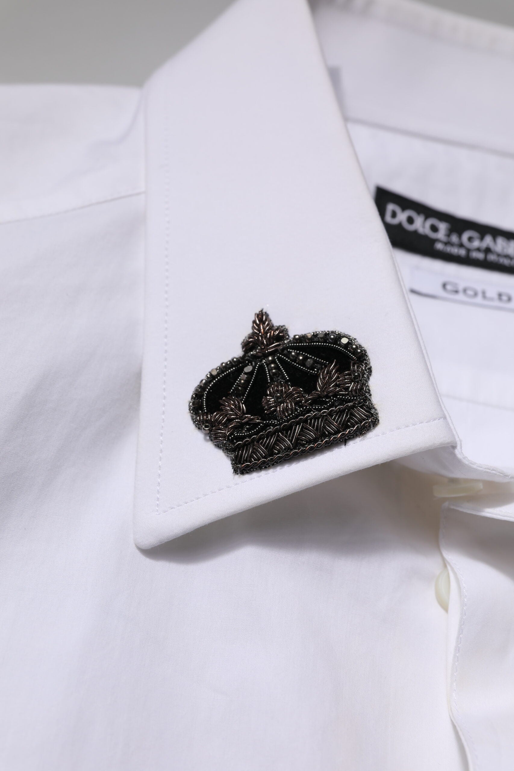 White GOLD Cotton Crown Dress Formal Shirt
