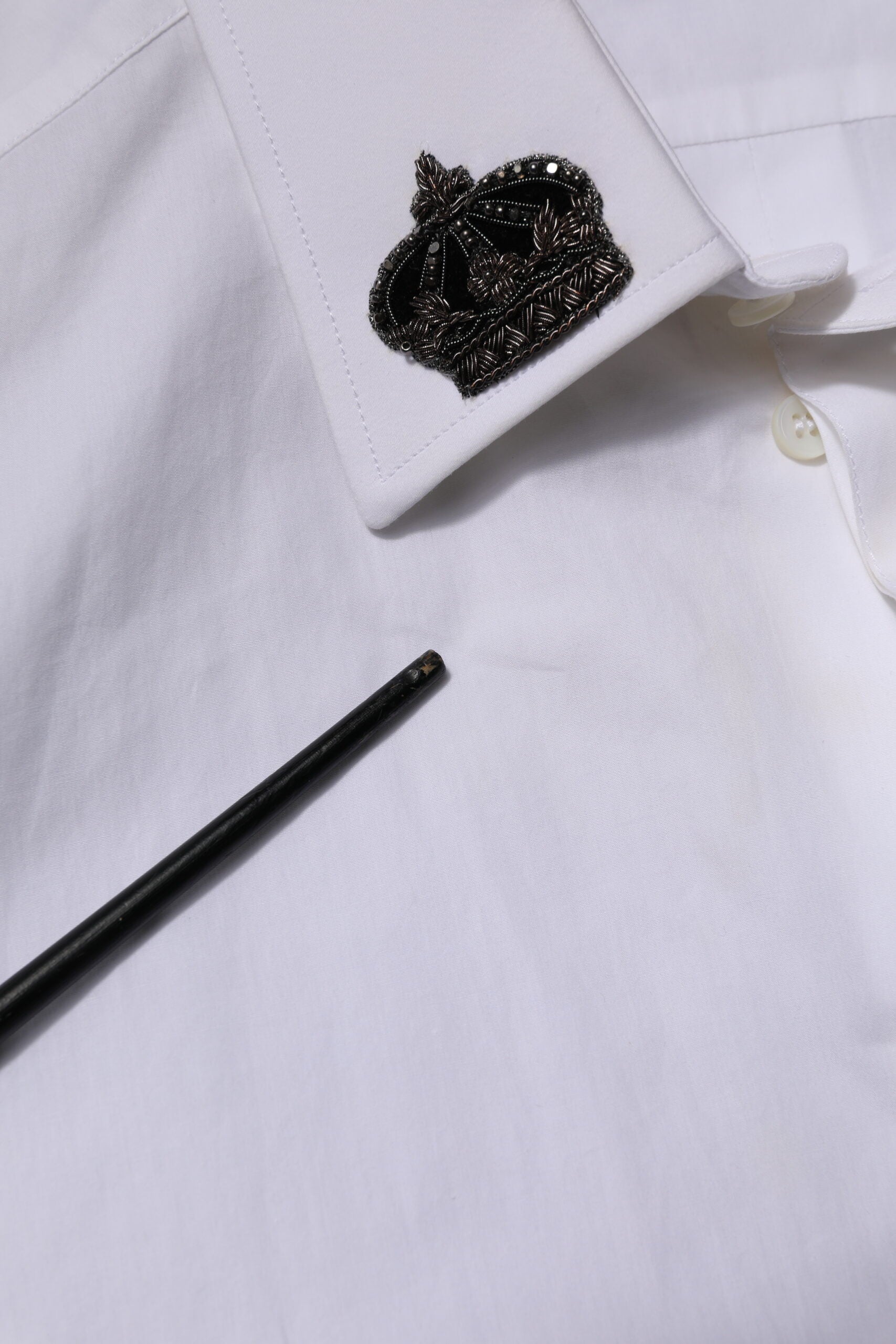 White GOLD Cotton Crown Dress Formal Shirt