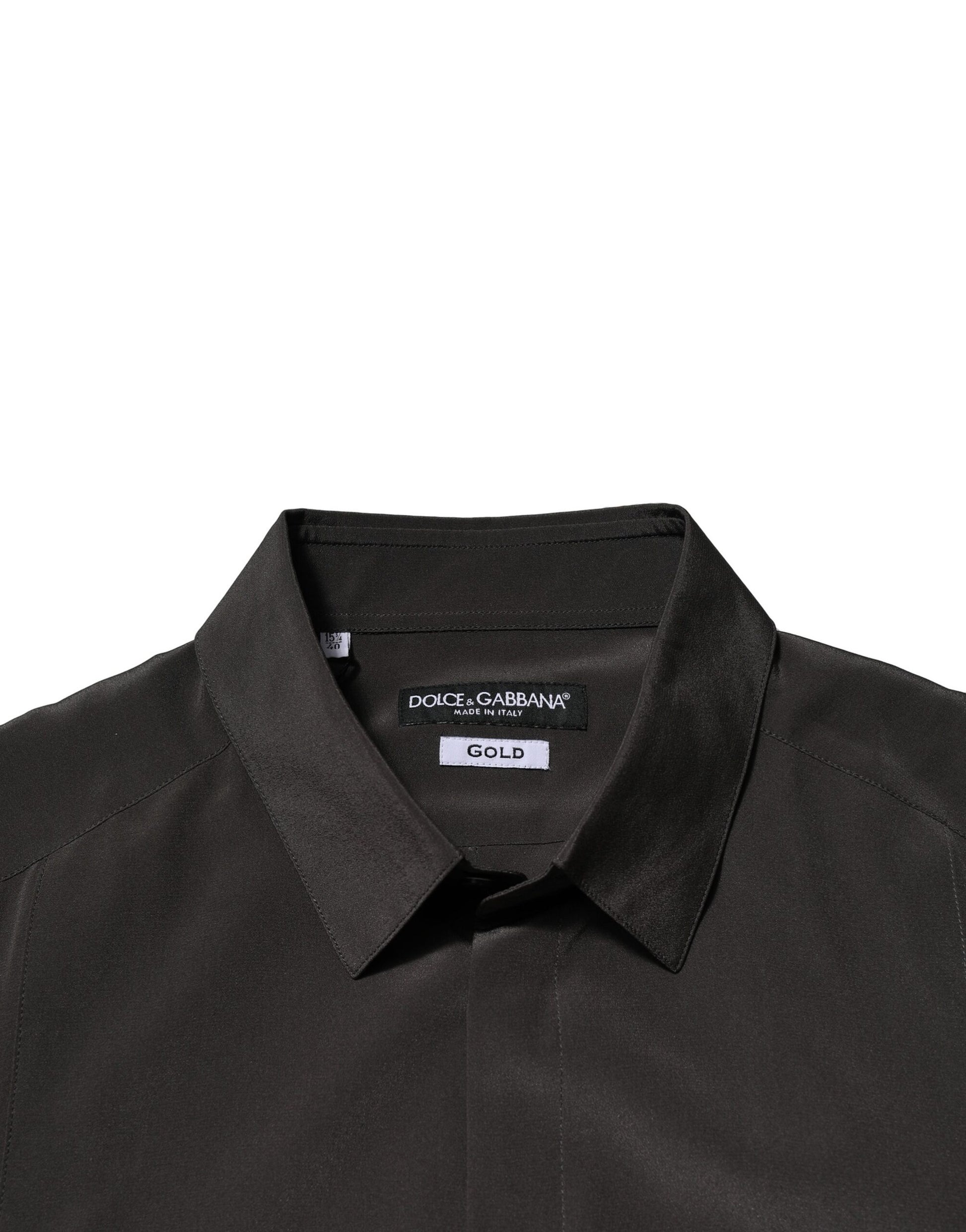 Dark Brown Silk GOLD Men Dress Formal Shirt